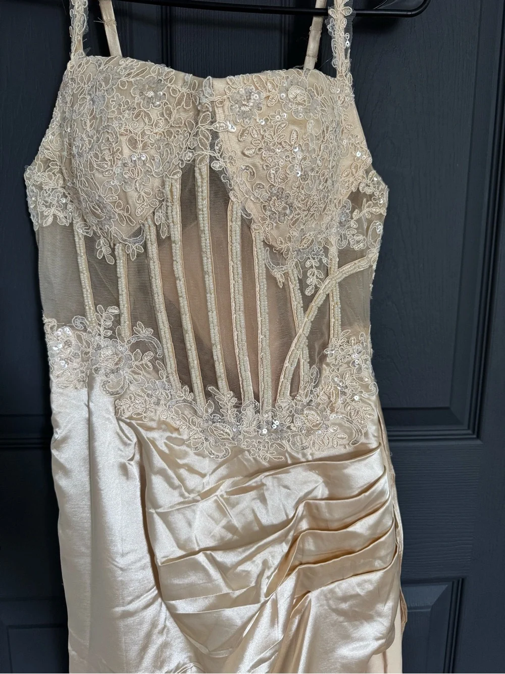 Champagne Mermaid Gown with Corset Lace Bodice - Size 10 NWOT - Picture 3 of 8